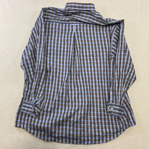 MINE Men’s Long Sleeve Classic Fit Orange Blue Checked Button Down Shirt Sz 2XB - Picture 7 of 11